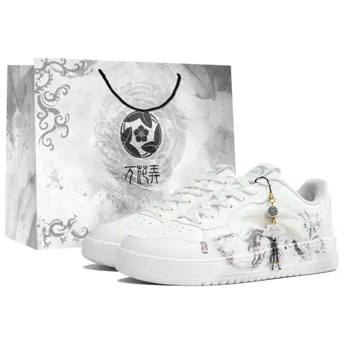 Anta Slip Resistant Abrasion Resistant Low top Skateboard Shoes Men's White Gray Purple