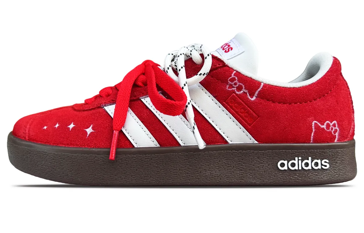 Adidas VL COURT 2.0 Leather Cushioning Abrasion Resistant Low top Skateboard Shoes Unisex Scarlet