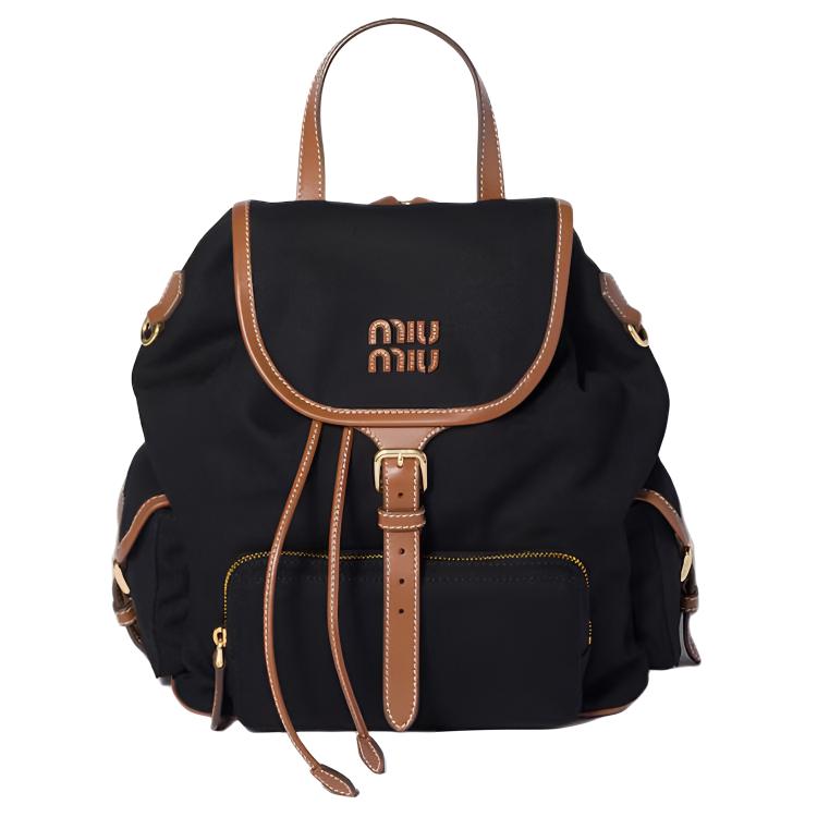 Женский рюкзак MIU MIU холщовый (черный)