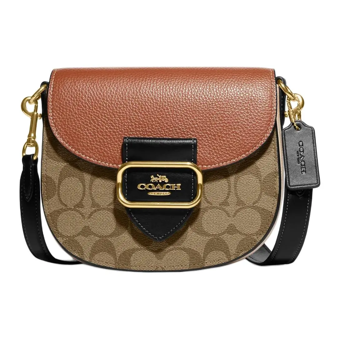 COACH Cow Leather Crossbody Bags Small Women's Brown & Rusty