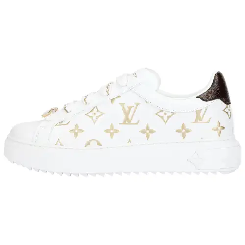 LOUIS VUITTON Time Out Sneakers 'White With Gold Monogram' Women's