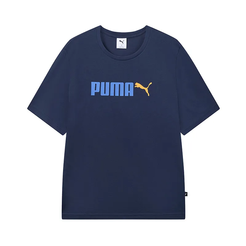 PUMA T Shirts Unisex Navy Blue Crew Neck Moderate