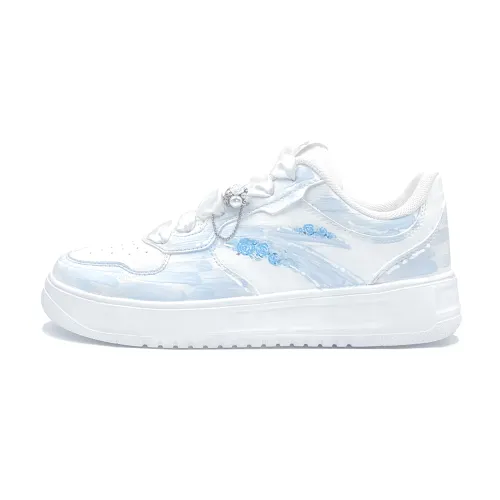 Anta Easy Abrasion Resistant Breathable Low top Skateboard Shoes Unisex White Blue