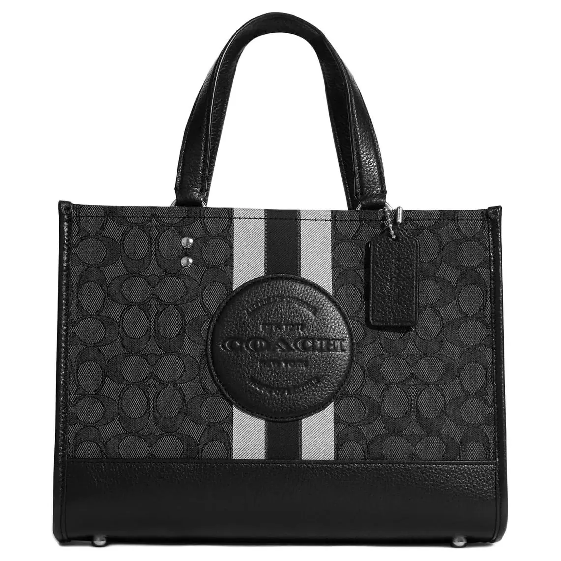COACH Dempsey Old Floral Fabric With Leather Tote Bag, Shopping Bag, Handbag Large Women's Black