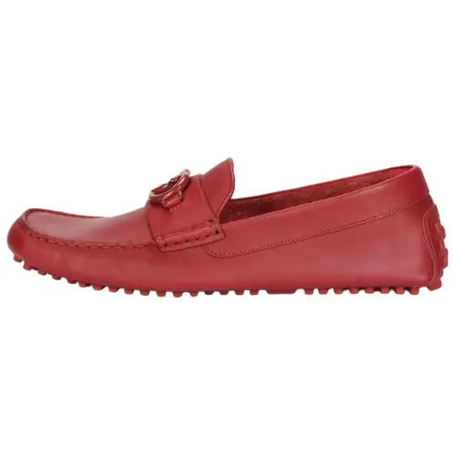 GUCCI Interlocking Leather Casual Gommino Loafers Men's Burgundy