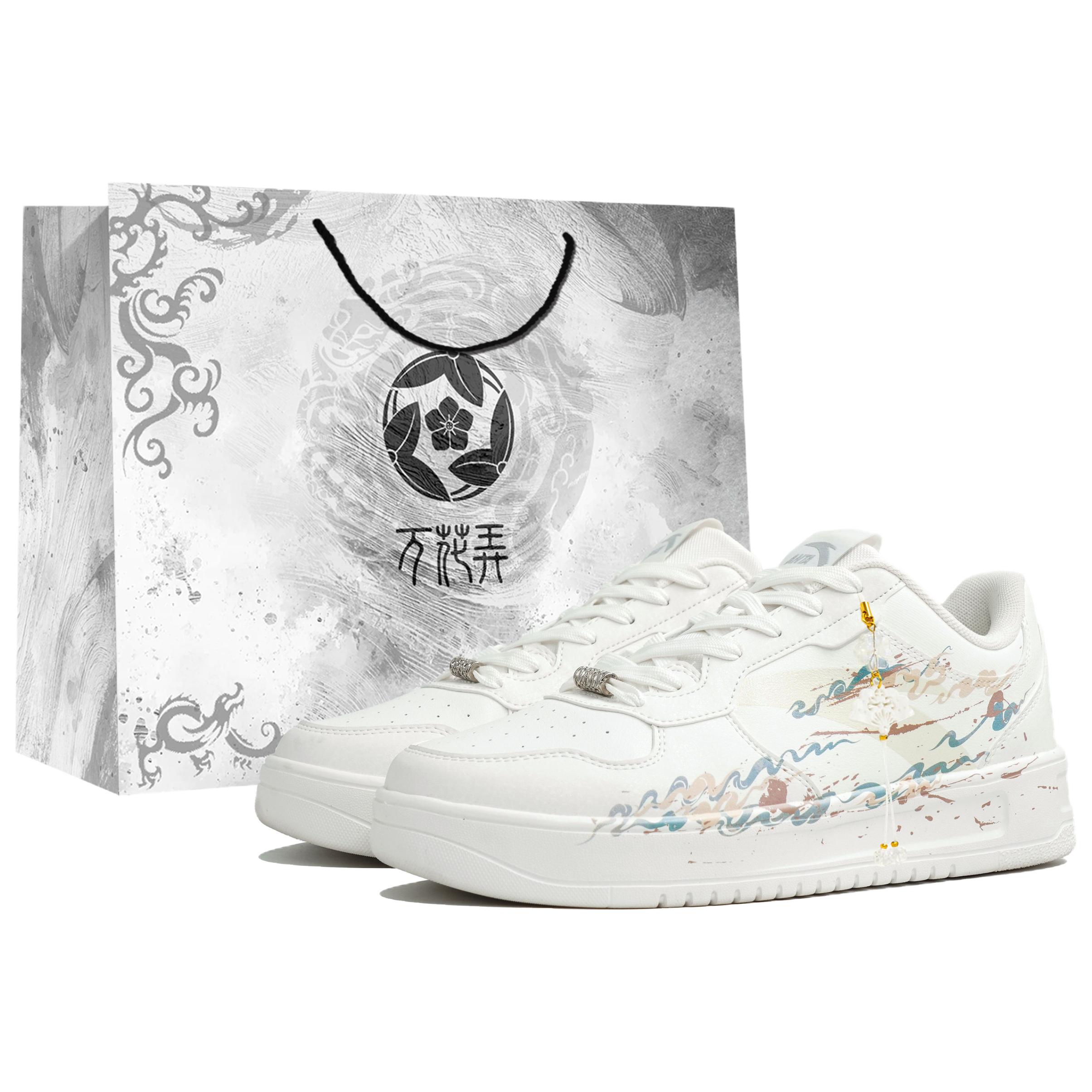 Anta Easy Slip Resistant Abrasion Resistant Low top Skateboard Shoes Unisex White Gold