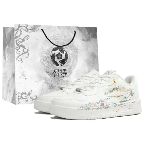 Anta Easy Slip Resistant Abrasion Resistant Low top Skateboard Shoes Unisex White Gold