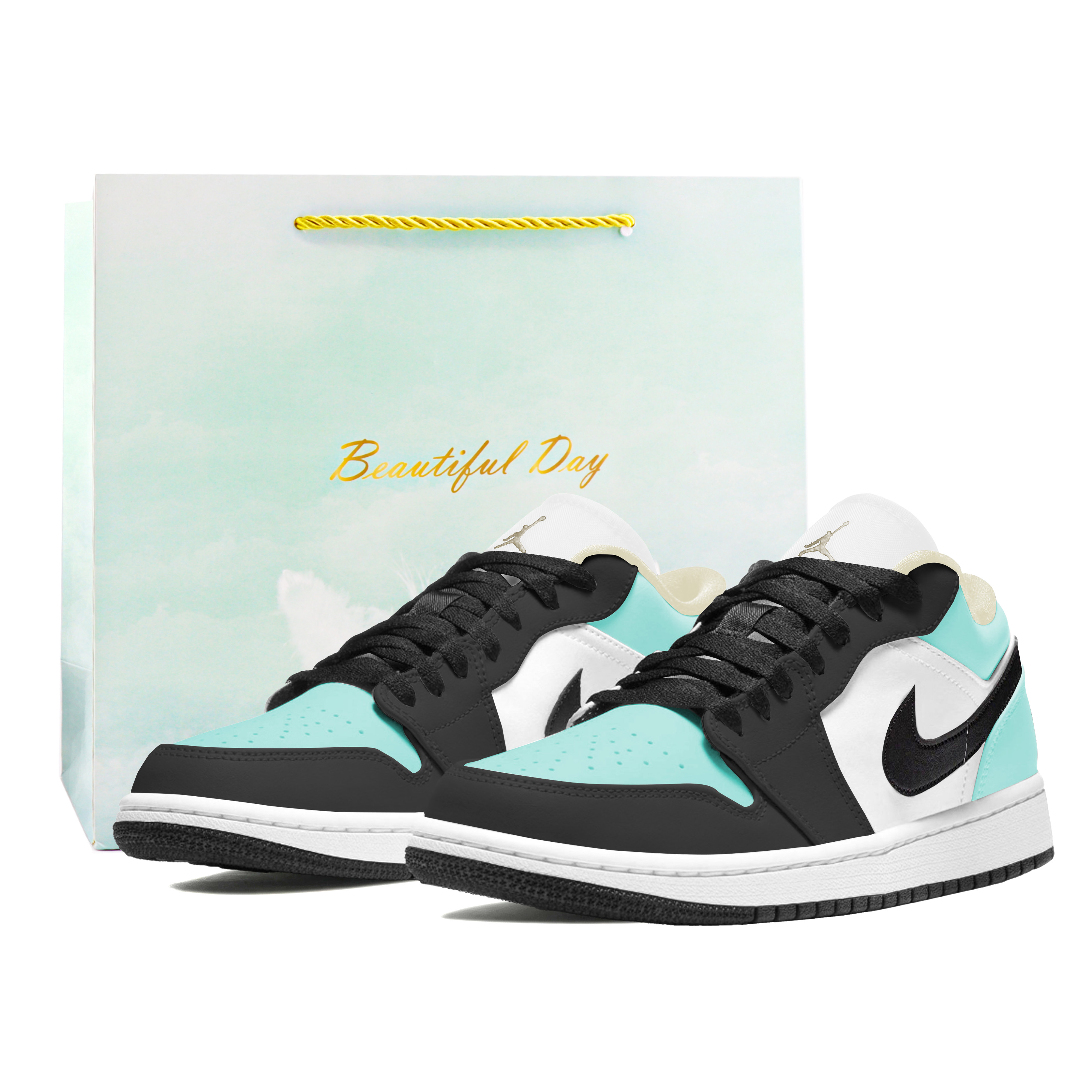 Jordan Air Jordan 1 Abrasion Resistant Low top Vintage Basketball Shoes Unisex Black Blue