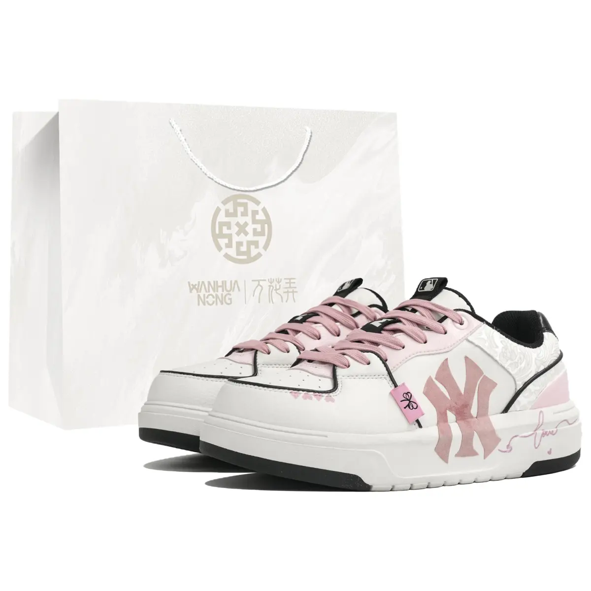 MLB Chunky Liner Wanhua Nong, Love, Shopping Bag Slip Resistant Abrasion Resistant Low top Skateboard Shoes Unisex