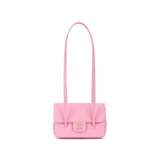 CHANEL Сумка на плечо Chanel 26S PREPPY из телячьей кожи с золотистым металлическим логотипом, женская, розовая