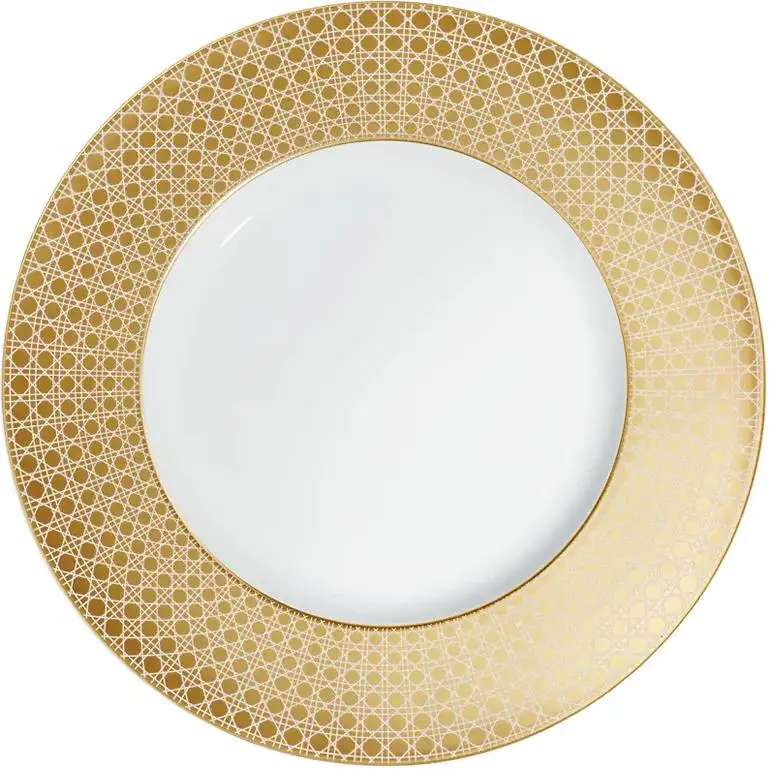 DIOR Dior Cannage Montaigne Series Ceramic Cannage Plaid Decorative Plate 32cm Gold