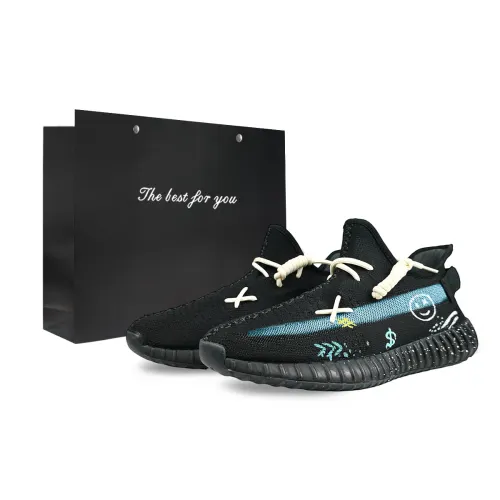 Adidas Originals Yeezy Boost 350 V2 Slip Resistant Slip Resistant Low top Casual Shoes Unisex Black Blue