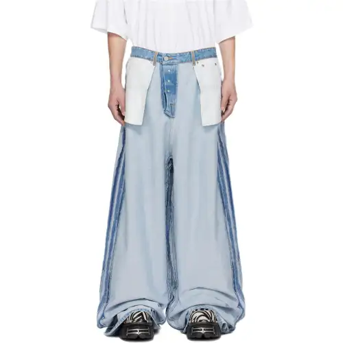 Vetements Jeans Men's Light Blue Moderate Wide Leg Pants