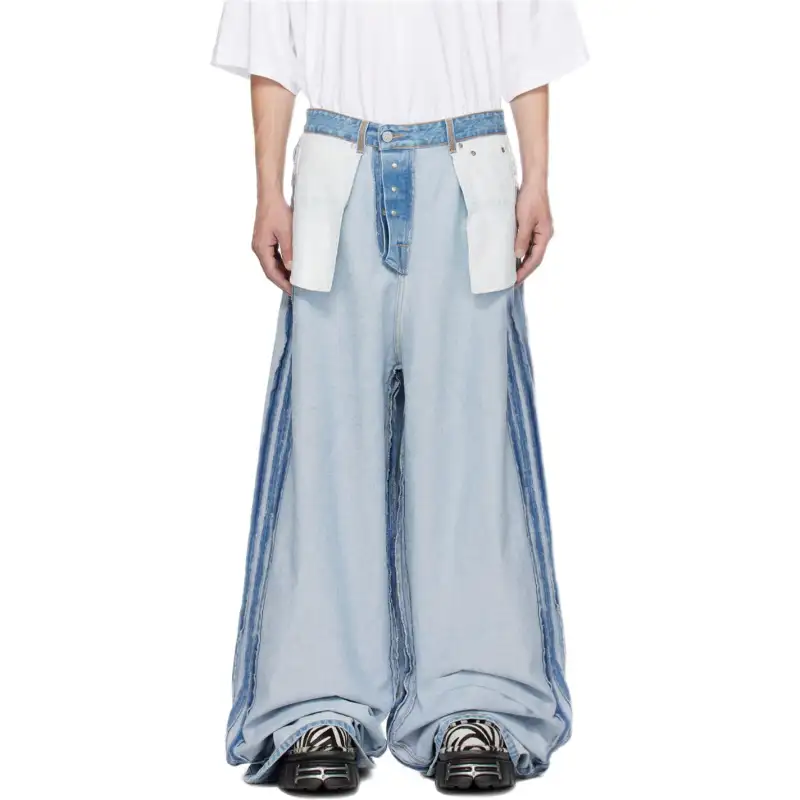 Vetements Jeans Men's Light Blue Moderate Wide Leg Pants