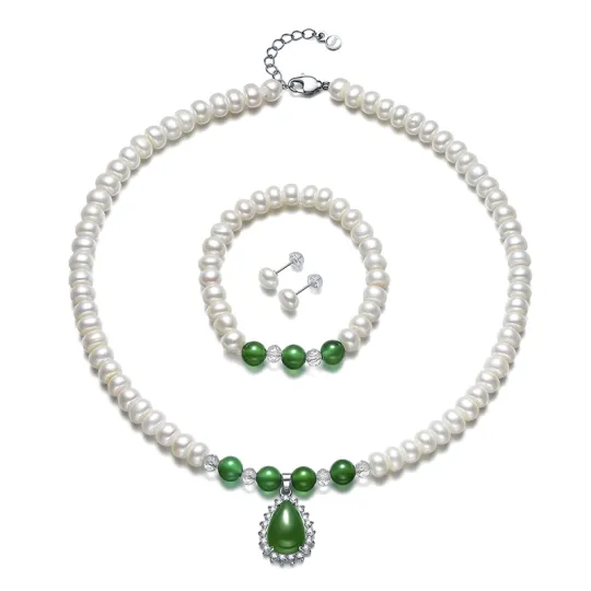 PEARL QUEEN Freshwater Pearl Three Piece Set Necklace Women's
