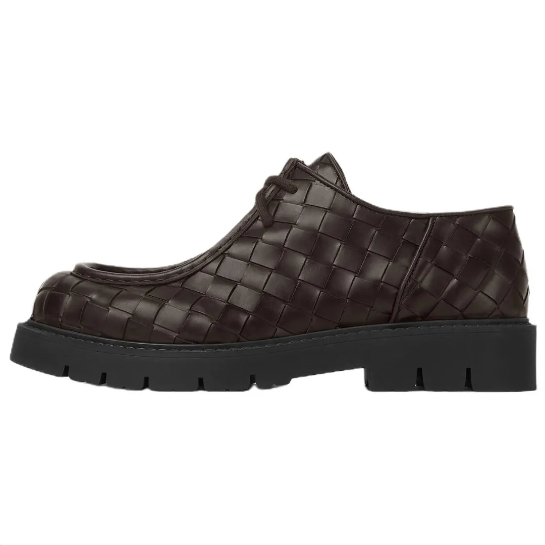 Bottega Veneta Haddock Intrecciato Casual Shoes 4cm Men's Chocolate Brown