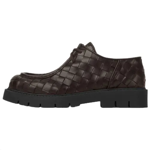 Bottega Veneta Haddock Intrecciato Casual Shoes 4cm Men's Chocolate Brown