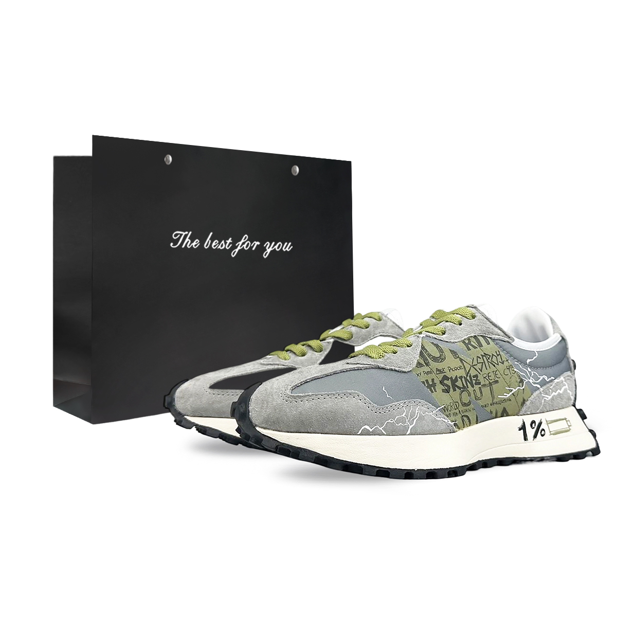 New Balance Cushioning Slip Resistant Abrasion Resistant Breathable Low top Running Shoes Unisex Gray Green