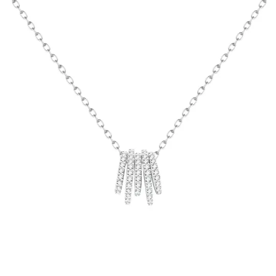KEYS VIA 925 Sterling Silver, Synthetic Cubic Zirconia Alloy Recommended Collarbone Chain Pendant Necklace Women's