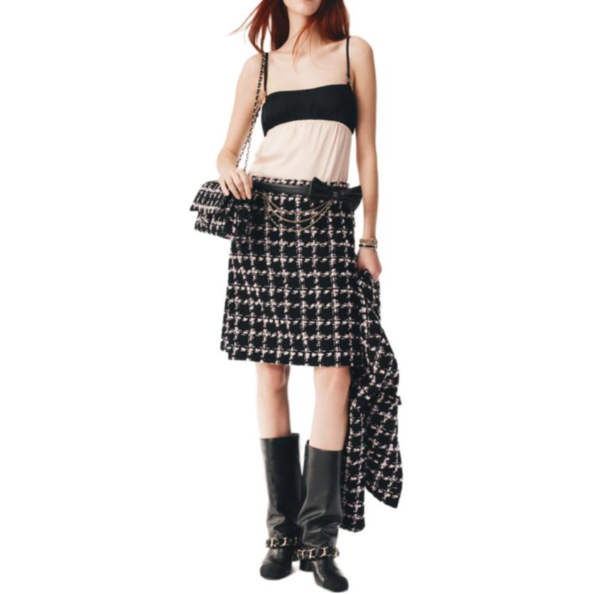 CHANEL Camisoles Women's Pink Black Moderate Straight Fit