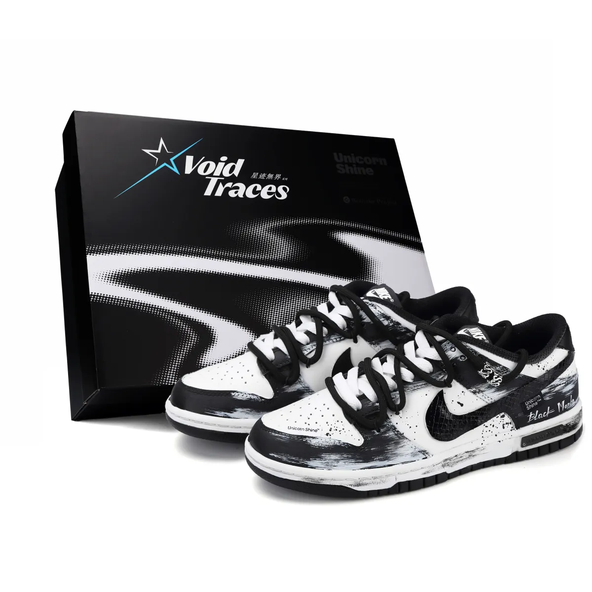 Nike Dunk Bleach Mamba Low-top Skateboard Shoes Unisex Black White