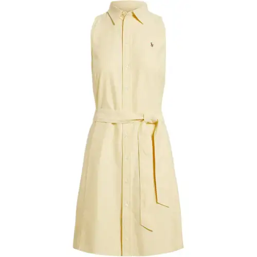 Polo Ralph Lauren SS26 cotton shirt style single-breasted lace-up sleeveless dress for women