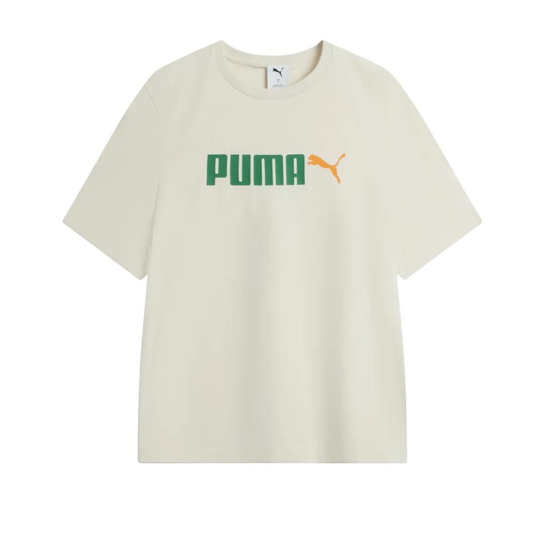 PUMA T Shirts Unisex Ecru Crew Neck Moderate