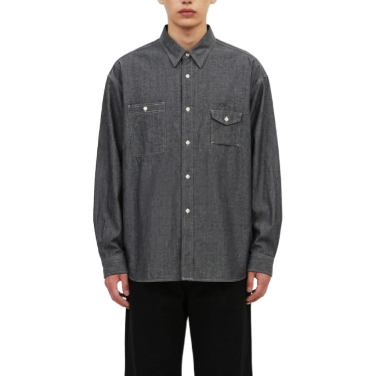 Мужская рубашка nanamica SS26 Regular Collar Chambray Shirt (голубая)