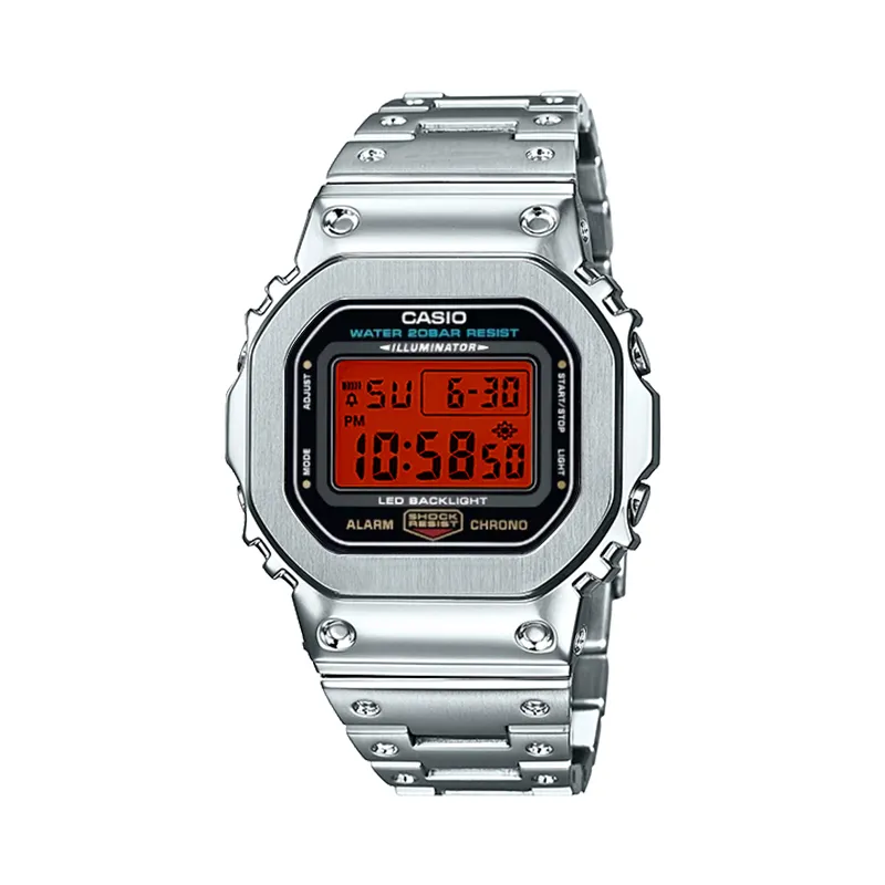 CASIO Custom Collection Electronic Movement Stainless Steel Strap Watch Unisex Red Watch Dial