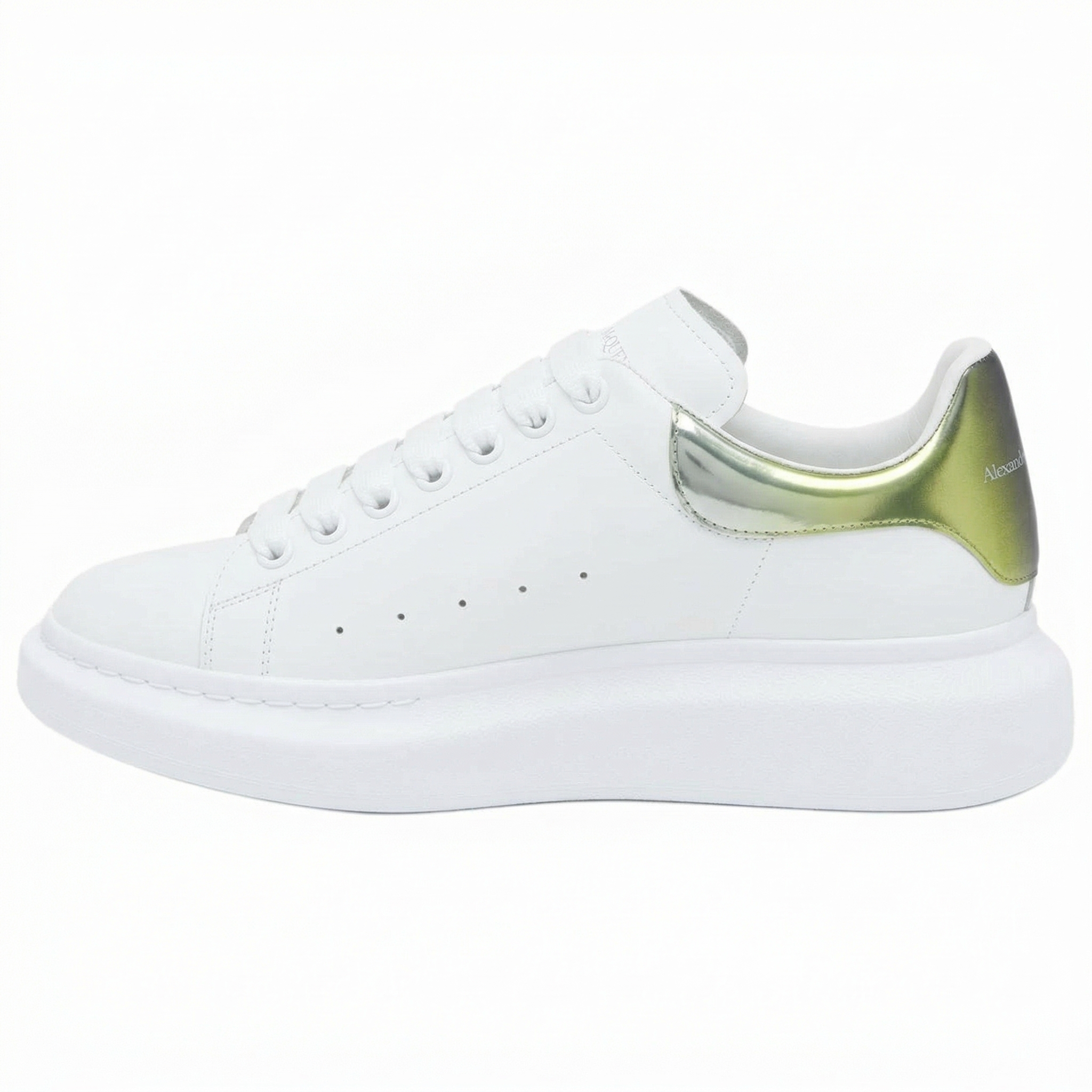 Женские кеды Alexander McQueen Oversized Sneaker (бело-зеленые)