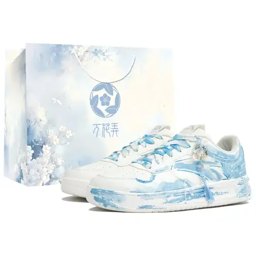 Anta Slip Resistant Cushioning Abrasion Resistant Low top Skateboard Shoes Unisex White Blue