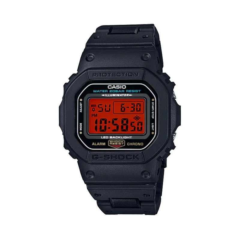 CASIO Custom Collection Electronic Movement Steel Strap Watch Unisex Red Watch Dial