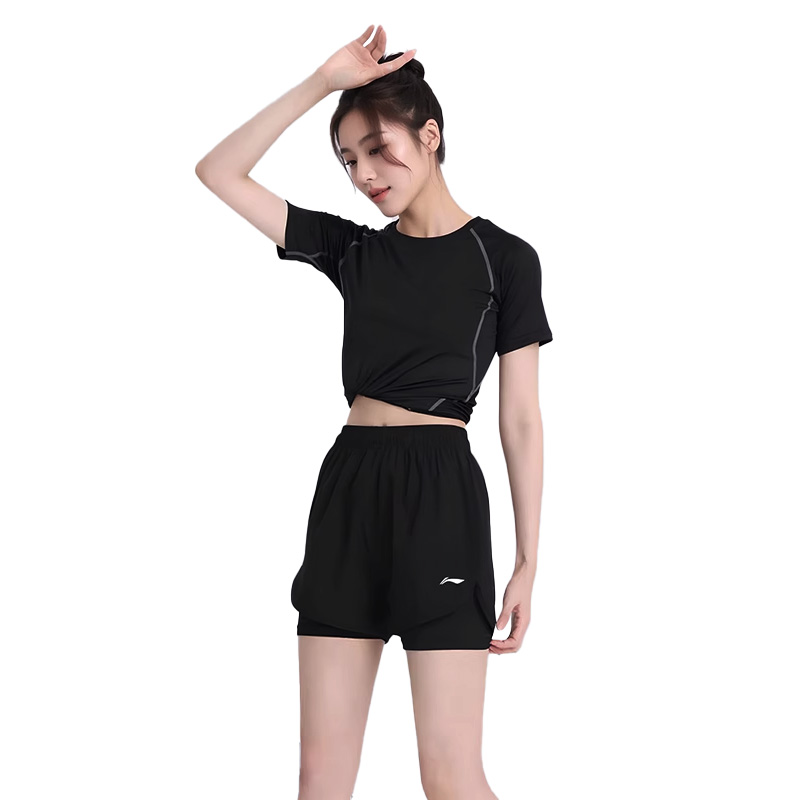 Li Ning Sports Shorts Women’s Classic Black Women’s Fit Thin Mock Two Piece