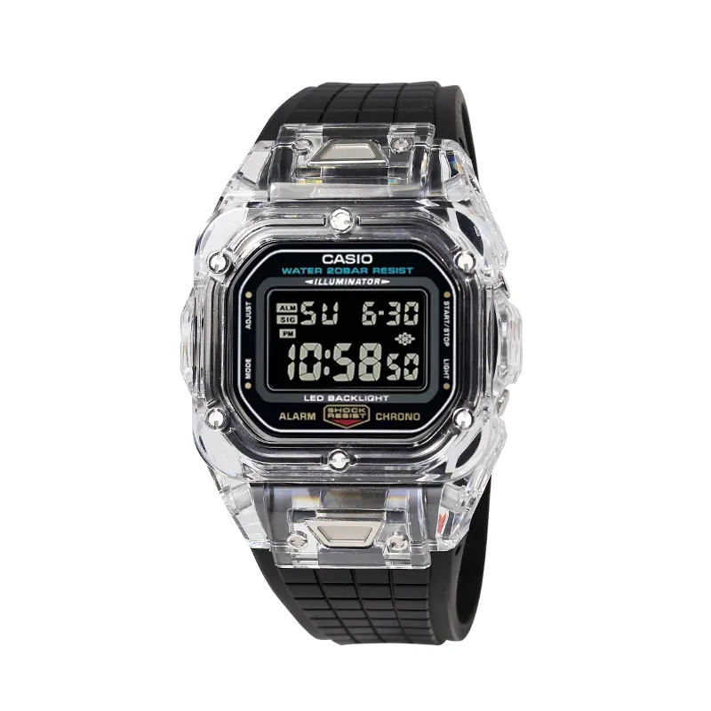 CASIO Custom Collection Electronic Movement Rubber Strap Watch Unisex Black Dial