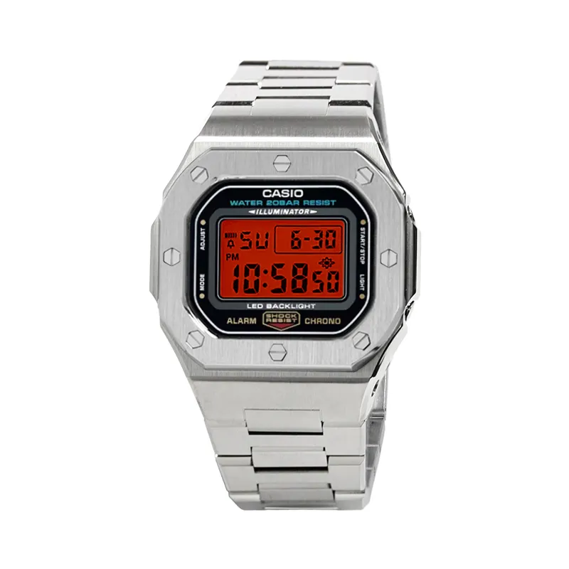 CASIO Custom Collection Electronic Movement Stainless Steel Strap Watch Unisex Red Watch Dial