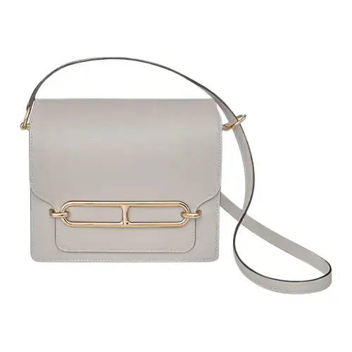 HERMES Roulis Evercolor Calfskin Pig Nose Bag, Shoulder Bag, Crossbody Bag 18 Women's 8L Beton Glacier White