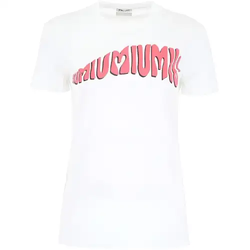 MIU MIU T Shirts Women's White Crew Neck Moderate Other
