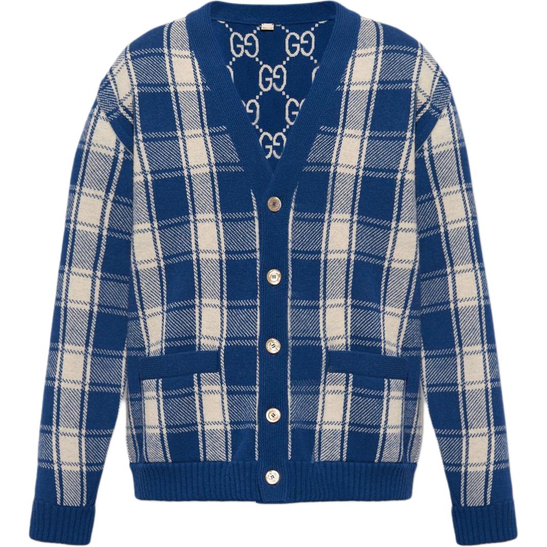 Gucci reversible checked wool cardigan