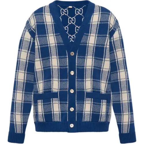 Gucci reversible checked wool cardigan