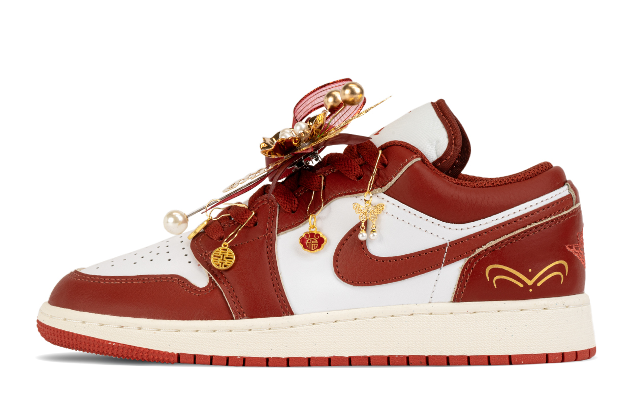 Jordan Air Jordan 1 Low top Vintage Basketball Shoes Women’s White Red