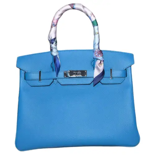 HERMES Birkin Epsom Leather Birkin Bag Handbag 30 Women's B3 Bleu Zanzibar Tanzania Blue
