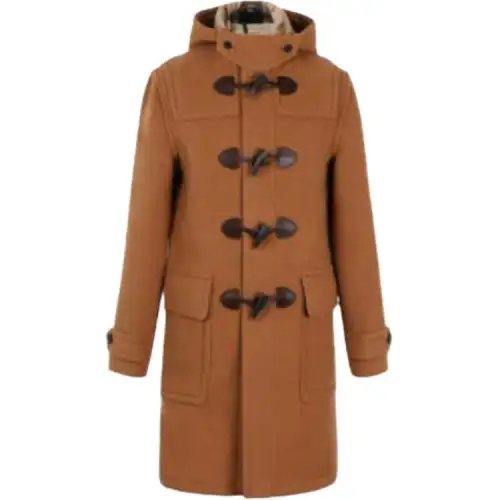 Burberry Coats Men's Camel Hooded Moderate Straight Fit