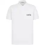 DIOR Polo Shirts Men's White Polo Collar Moderate Straight Fit