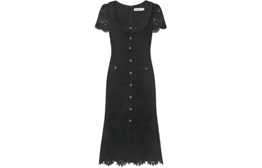 Self-portrait floral-macramé belted midi dress
