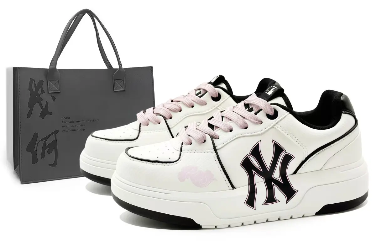 MLB Chunky Liner Abrasion Resistant Low top Skateboard Shoes Unisex Pink White