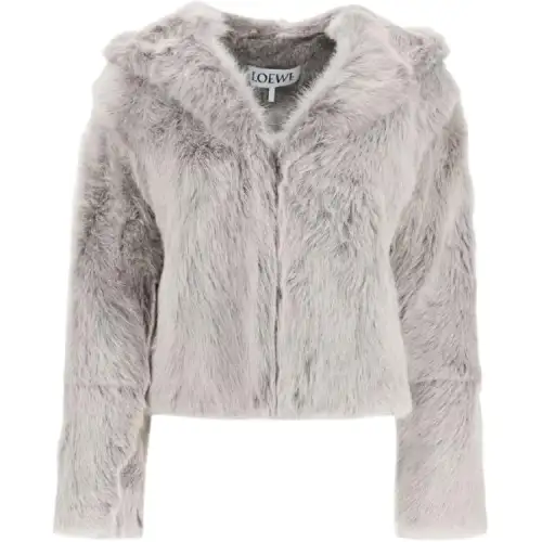 LOEWE Cropped Coats Women's Khaki Hooded Moderate