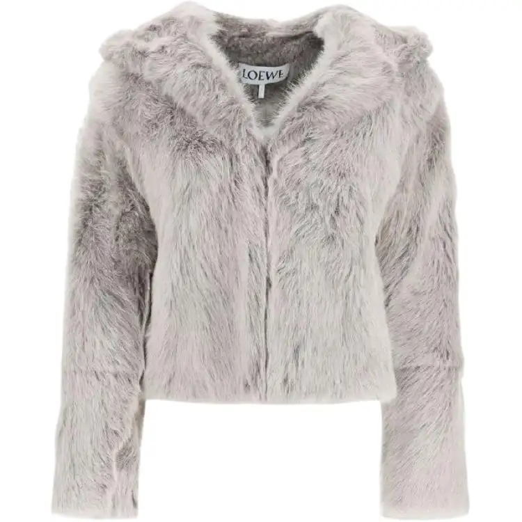 LOEWE Cropped Coats Women's Khaki Hooded Moderate