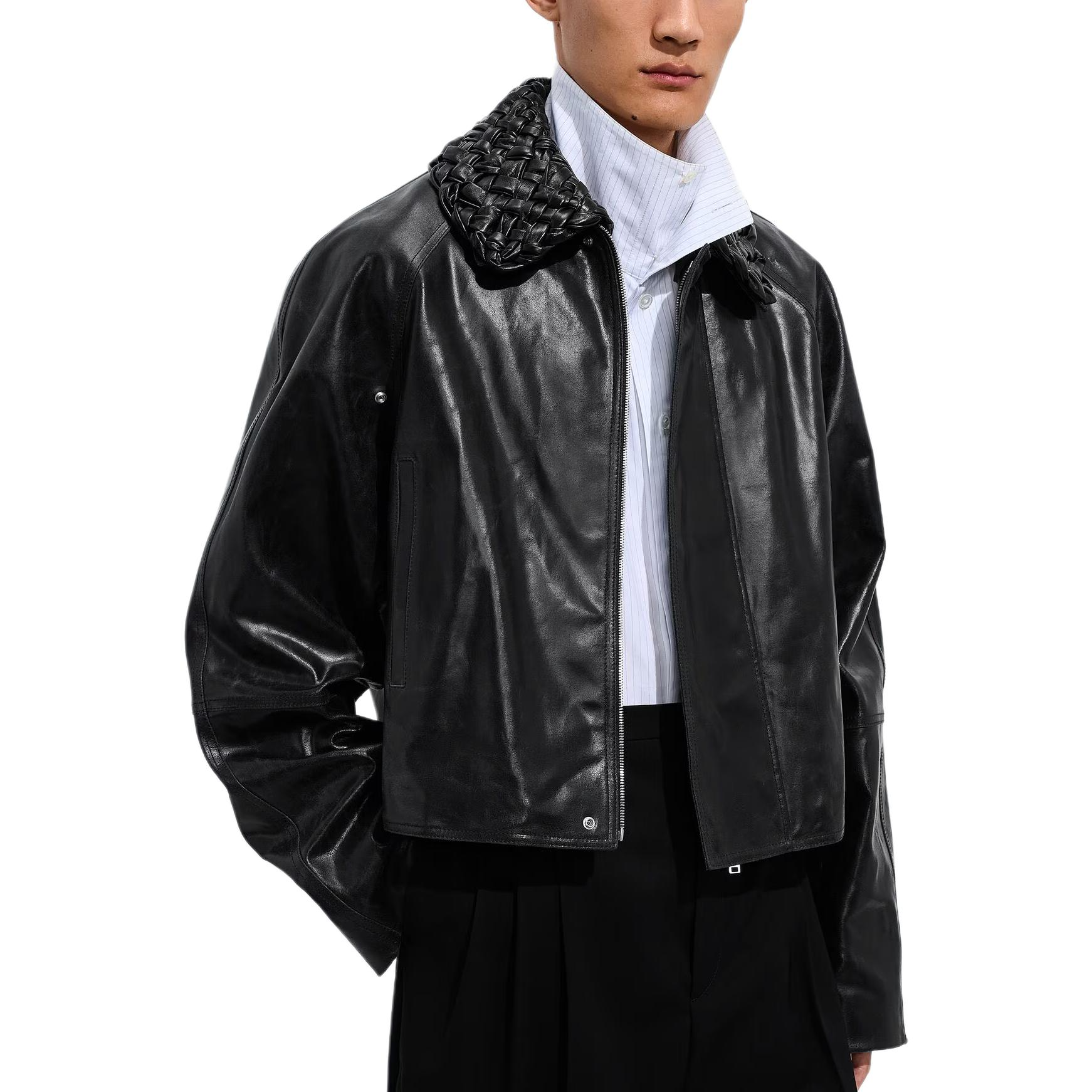 Мужская куртка Bottega Leather Jacket (черная)