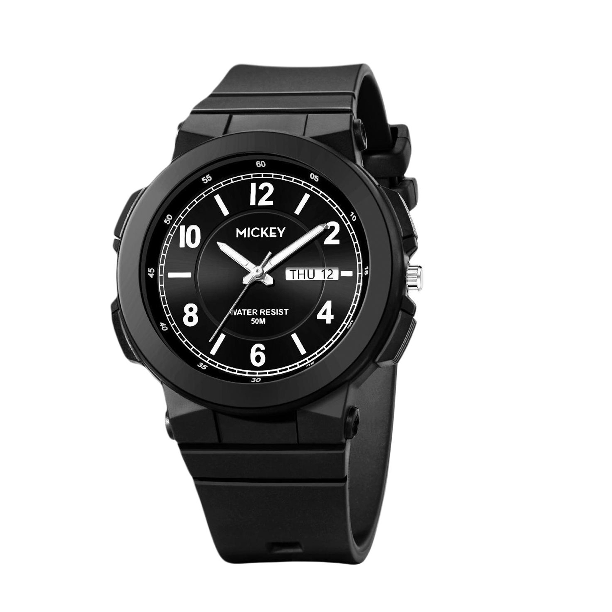 Disney Disney, classic sports waterproof men's watch for students, white quartz dial, high quality calendar, gift box, quartz mechanism