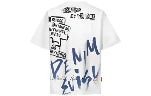 EVISU T Shirts Men's White Crew Neck Moderate Straight Fit